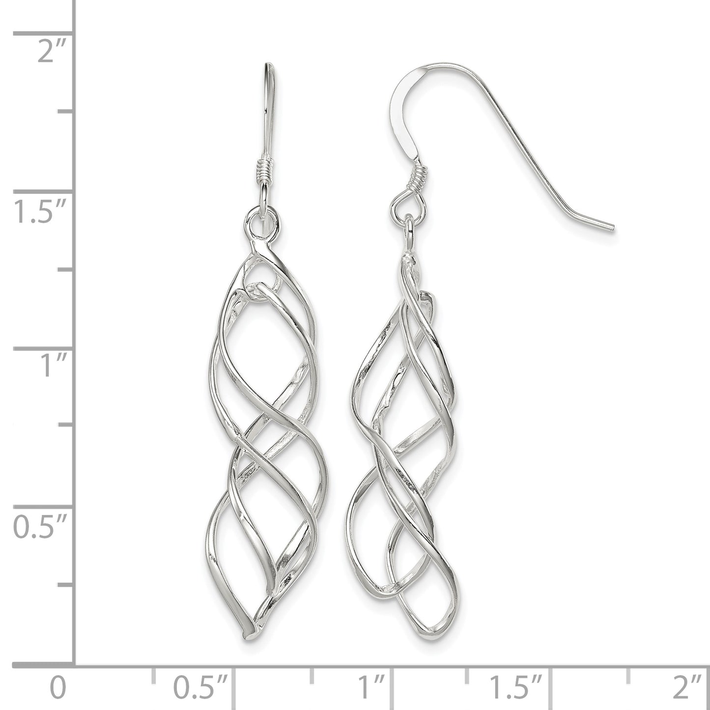 Sterling Silver Polished & Twisted Intertwined Dangle Earrings
