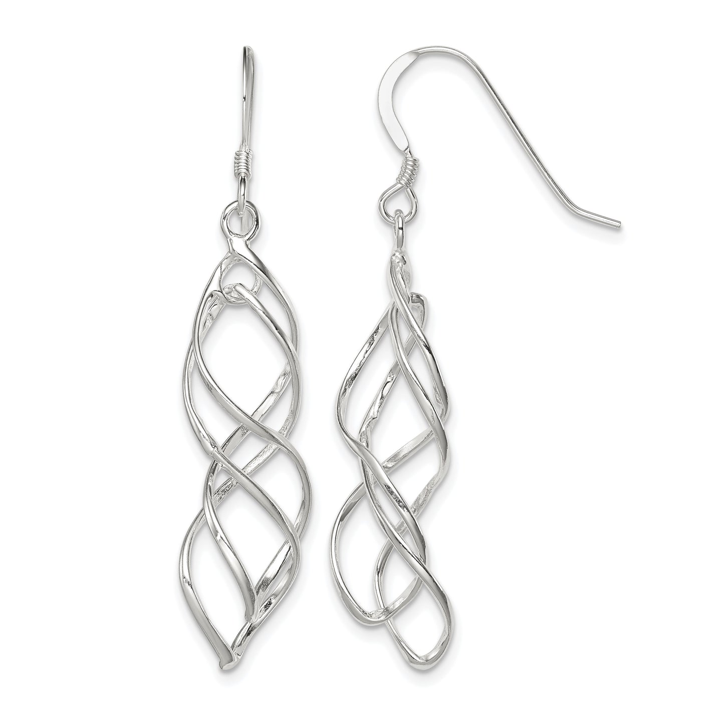 Sterling Silver Polished & Twisted Intertwined Dangle Earrings