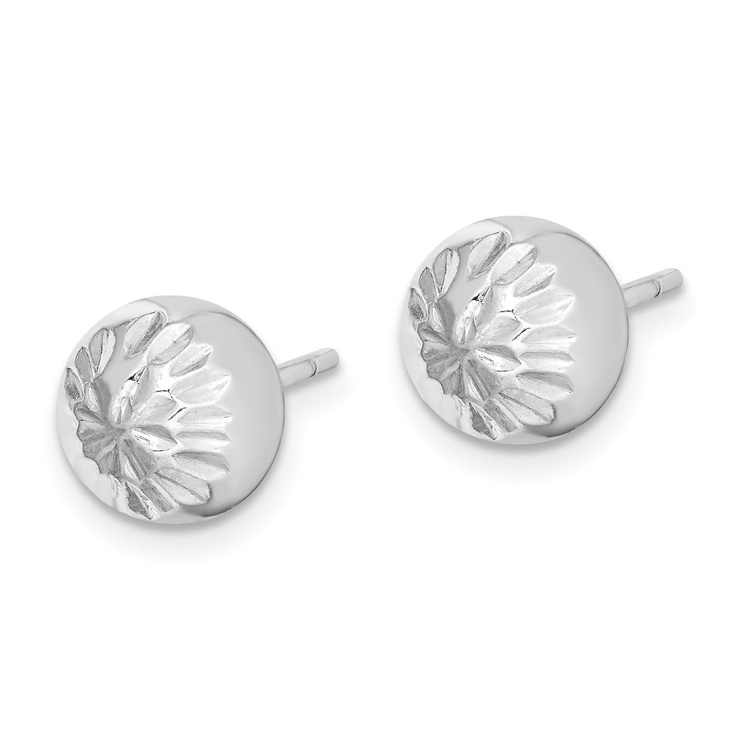 Sterling Silver Rhod-plated Diamond Cut 8mm Ball Post Earrings