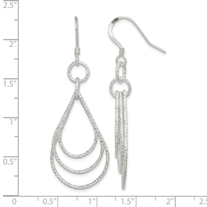 Sterling Silver Textured Teardrops Dangle Earrings
