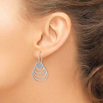 Sterling Silver Rhodium-plated D/C Graduated Circles Dangle Earrings