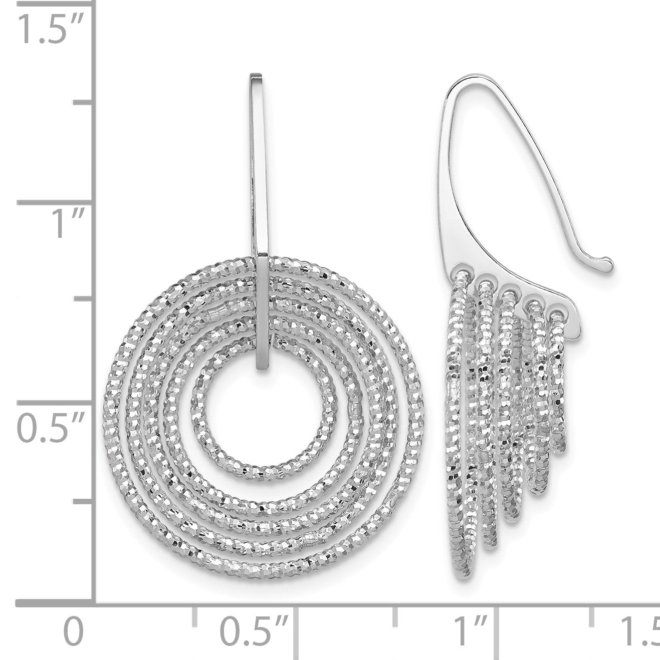 Sterling Silver Rhodium-plated D/C Circles Dangle Earrings