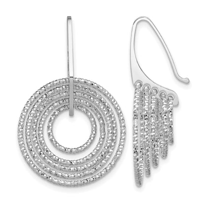 Sterling Silver Rhodium-plated D/C Circles Dangle Earrings
