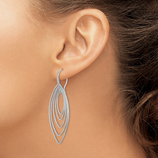 Sterling Silver Rhodium-plated D/C Multi Marquise Shape Dangle Earrings