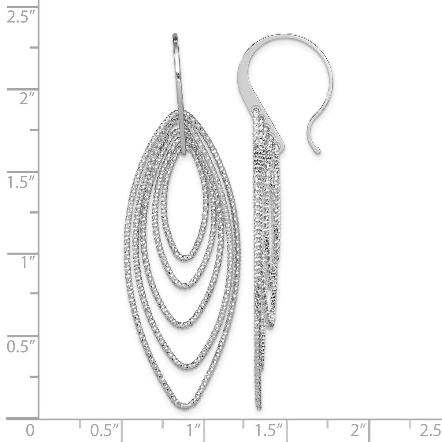 Sterling Silver Rhodium-plated D/C Multi Marquise Shape Dangle Earrings