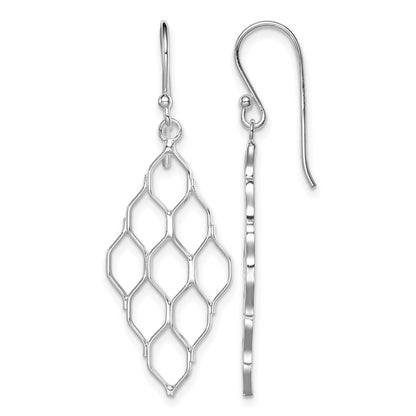 Sterling Silver Rhodium-plated Polished Honeycomb Dangle Earrings