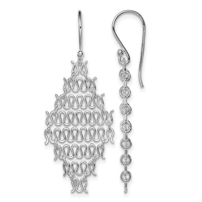 Sterling Silver Rhodium-plated Polished Chain Link Dangle Earrings