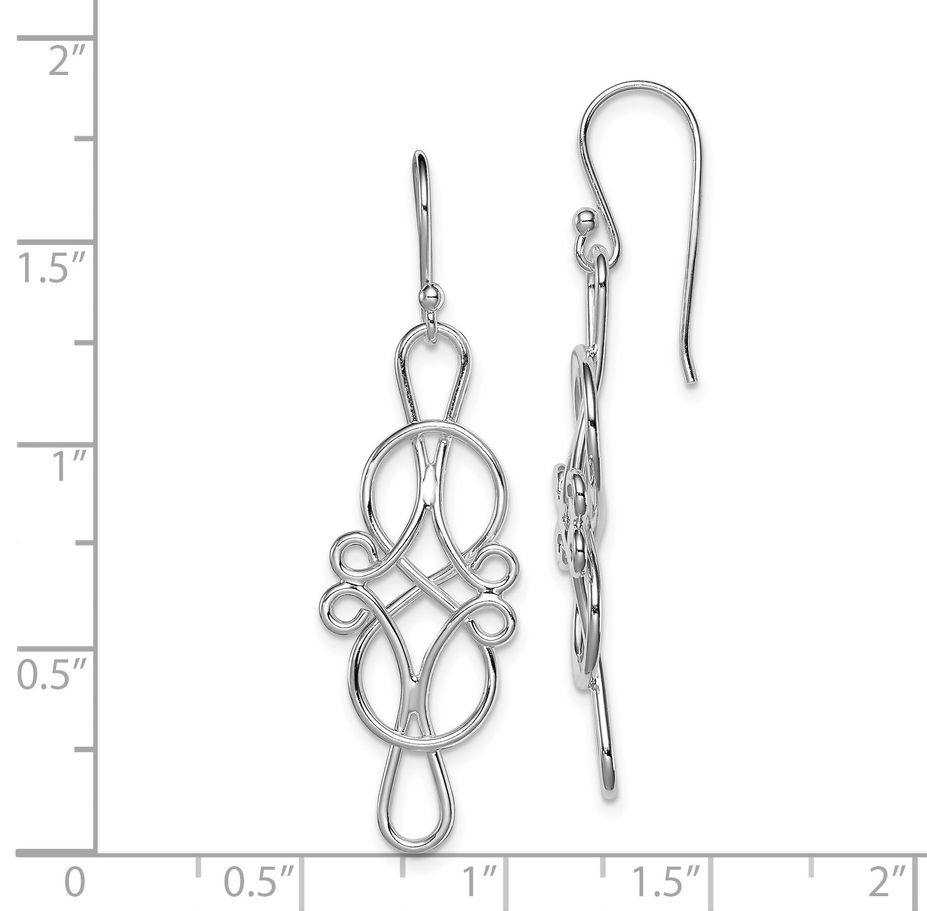 Sterling Silver Rhodium-plated Fancy Knot Design Dangle Earrings