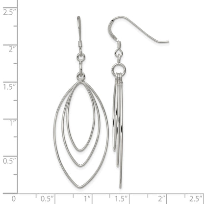 Sterling Silver Polished Fancy Triple Marquise Shape Dangle Earrings