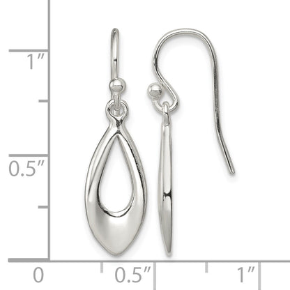 Sterling Silver Polished Teardrop Dangle Shepherd Hook Earrings