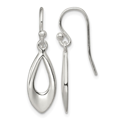 Sterling Silver Polished Teardrop Dangle Shepherd Hook Earrings