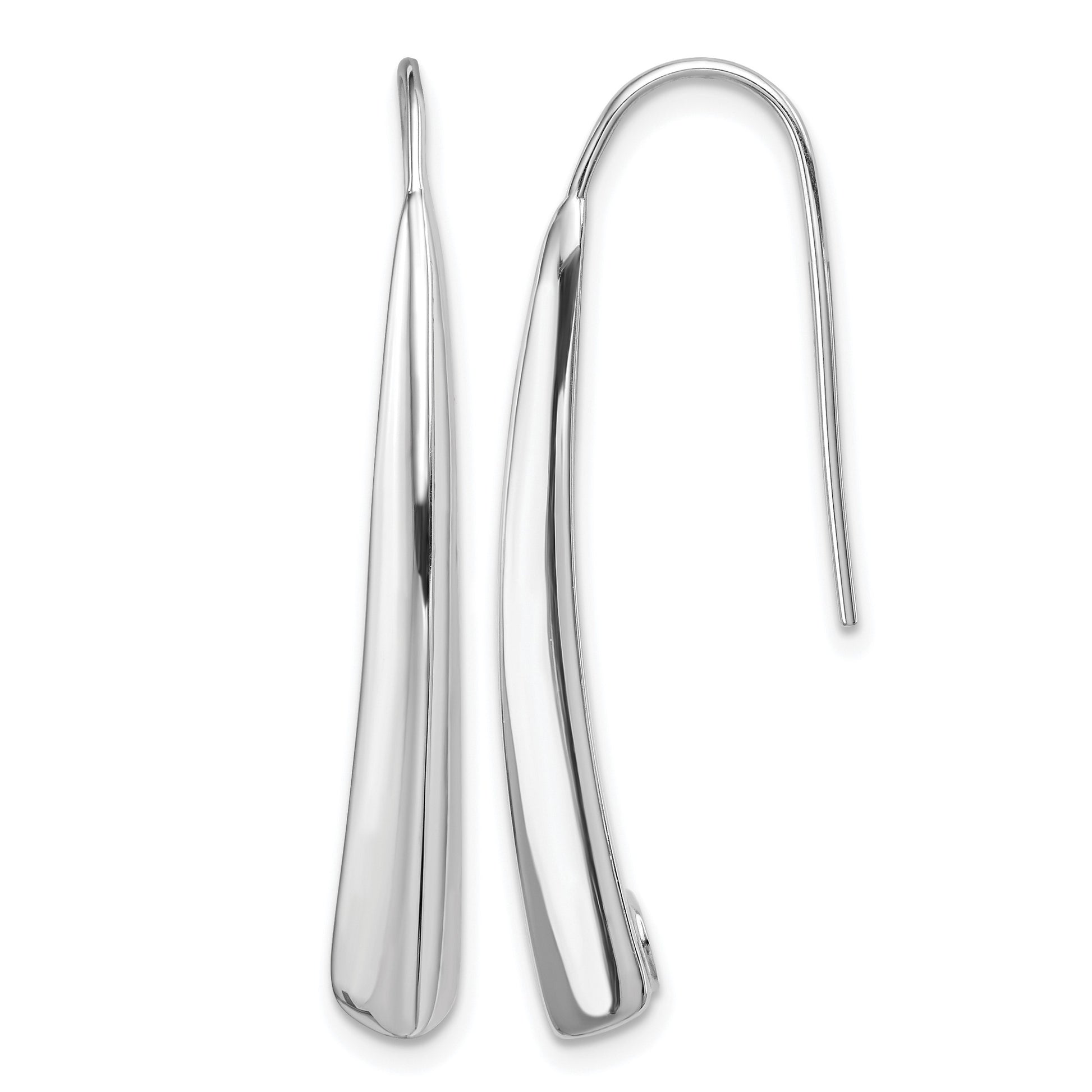 Sterling Silver Polished Rhodium Plated Fancy Bar Thread Earrings