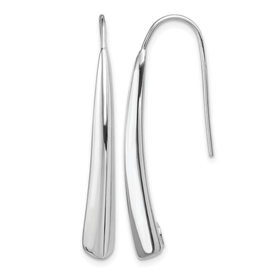 Sterling Silver Polished Rhodium Plated Fancy Bar Thread Earrings