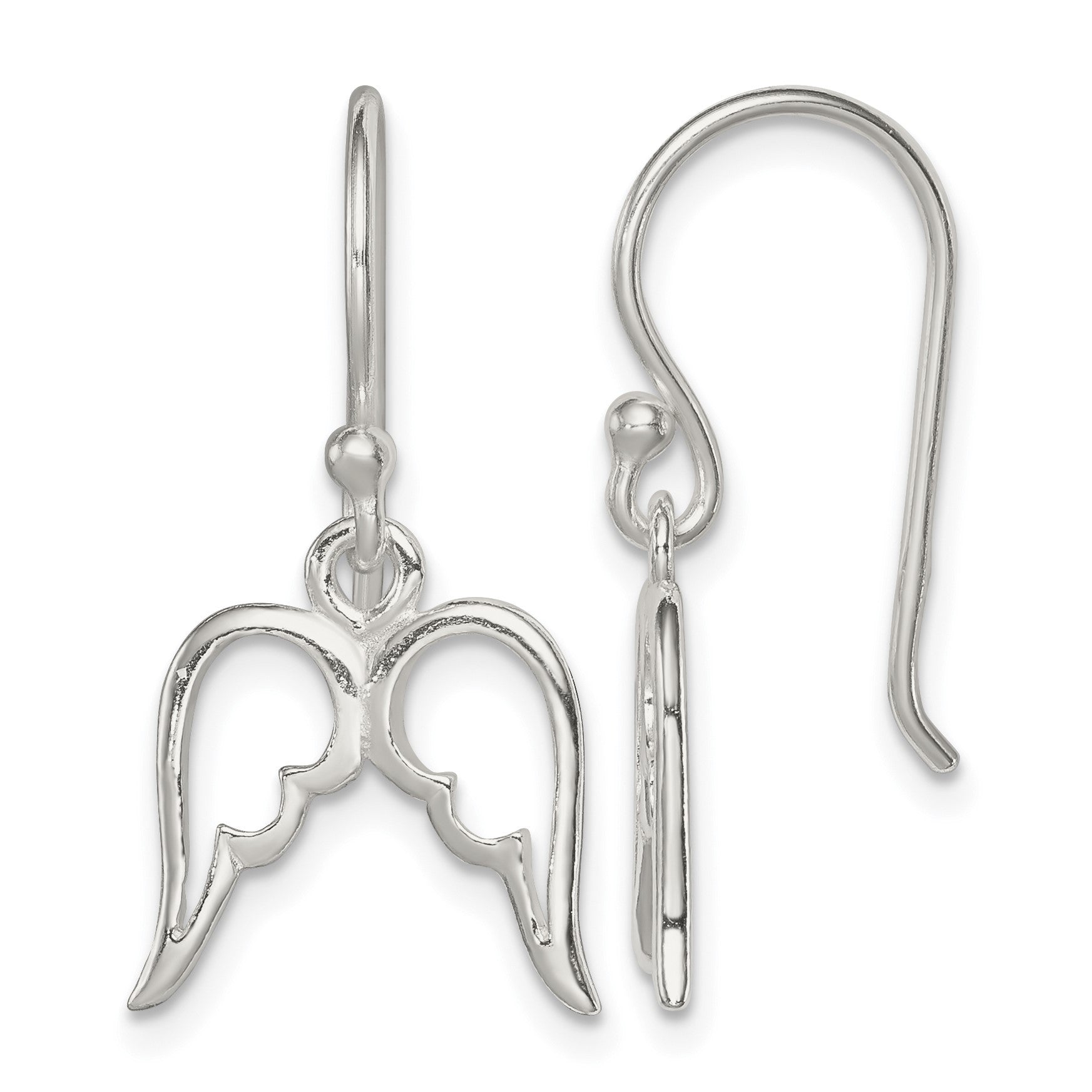 Sterling Silver Polished Wings Dangle Earrings
