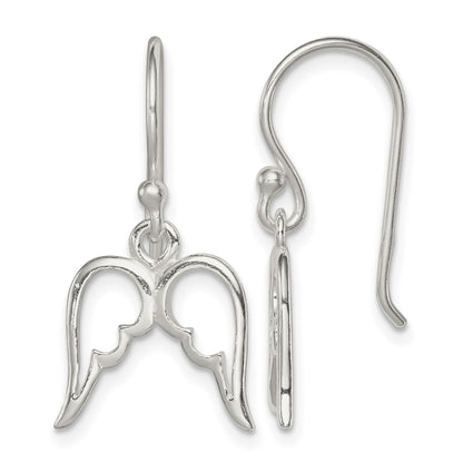 Sterling Silver Polished Wings Dangle Earrings