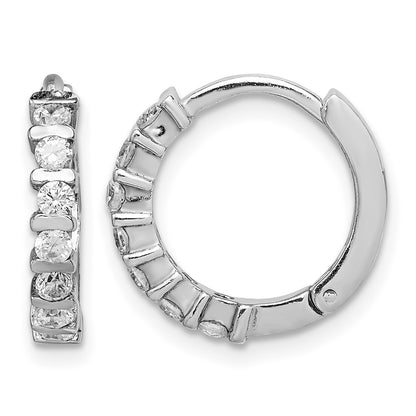 Sterling Silver Rhodium-plated CZ Hinged Earrings