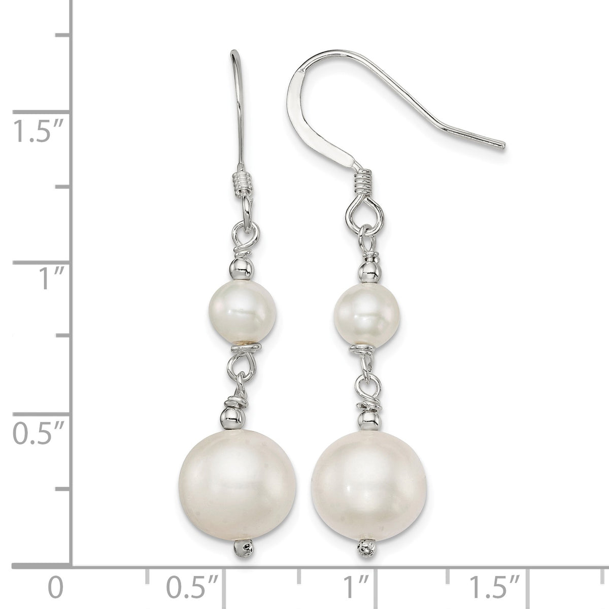 Sterling Silver Polished 6-10mm Freshwater Cultured Pearl Dangle Earrings