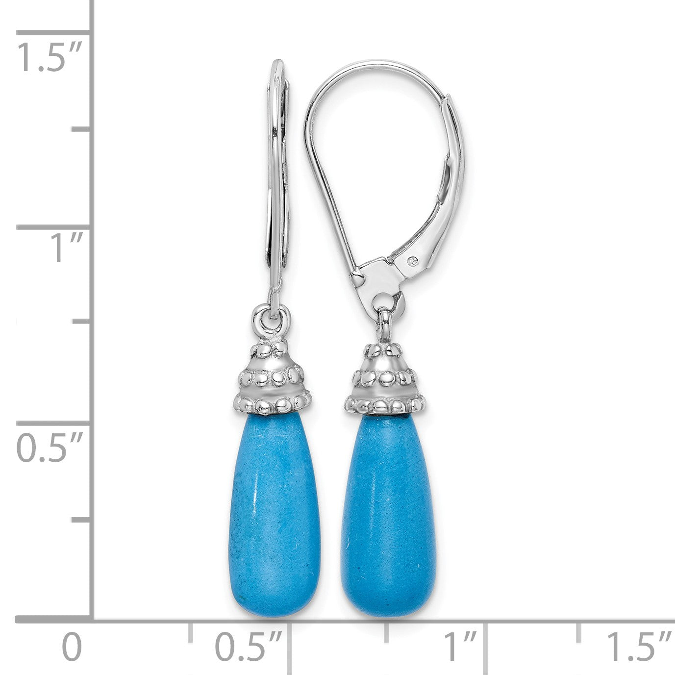 Sterling Silver Rhodium-plated Turquoise Stone Dangle Earrings