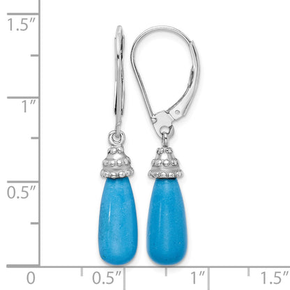 Sterling Silver Rhodium-plated Turquoise Stone Dangle Earrings