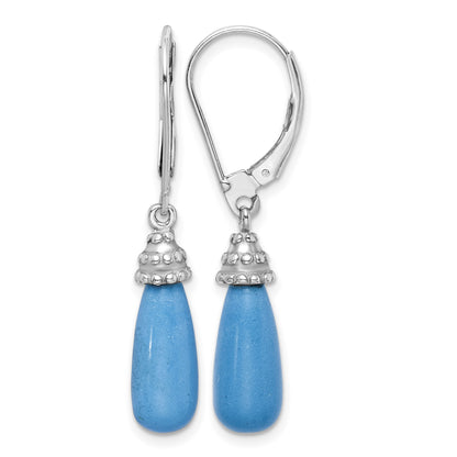 Sterling Silver Rhodium-plated Turquoise Stone Dangle Earrings