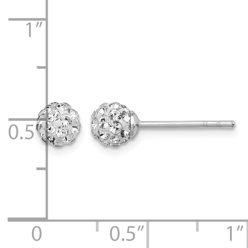 Sterling Silver Rhodium Plated Stellux Crystal Ball Post Earrings