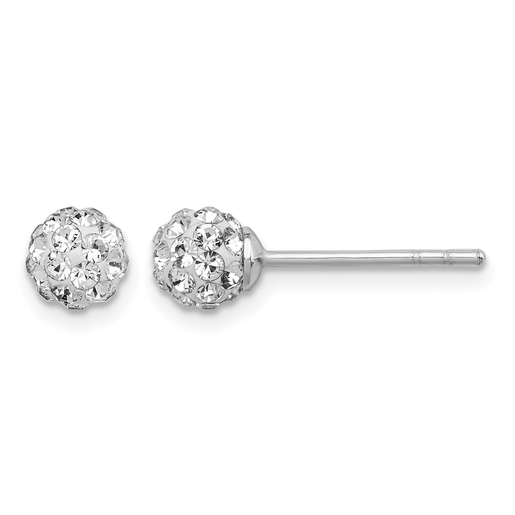 Sterling Silver Rhodium Plated Stellux Crystal Ball Post Earrings