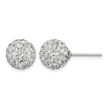 Sterling Silver Rhodium-plated 10mm White Czech Crystal Post Earrings