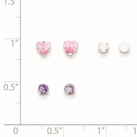 Sterling Silver  3 piece Stellux CrystalPost EarringSet