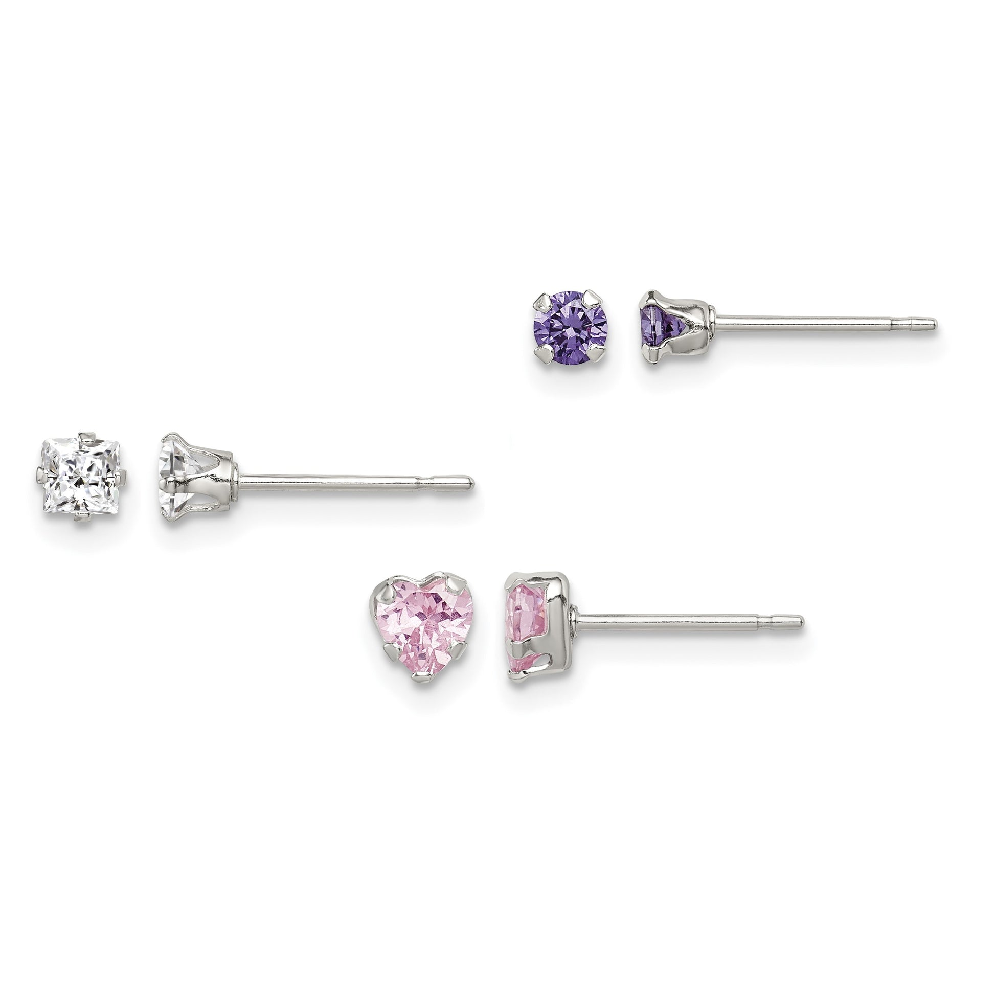 Sterling Silver  3 piece Stellux CrystalPost EarringSet