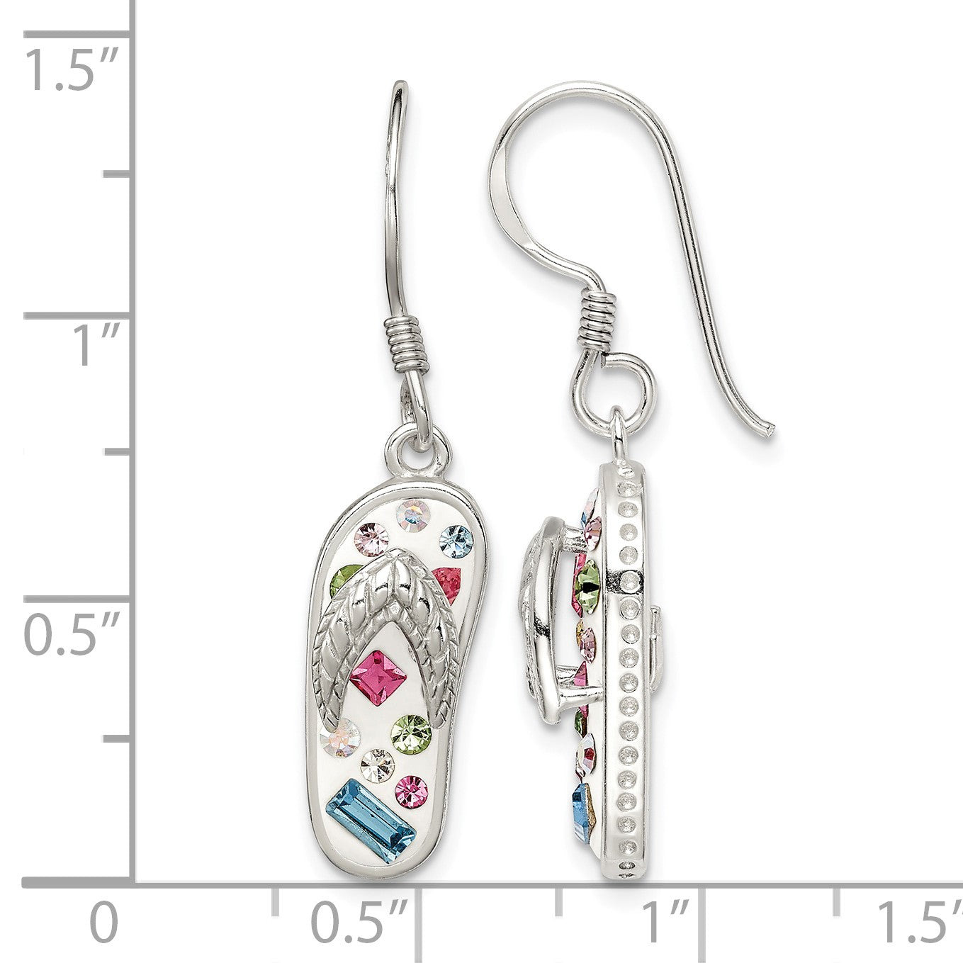 Sterling Silver Stellux Crystal Multi-Color/White Flip Flop Earrings