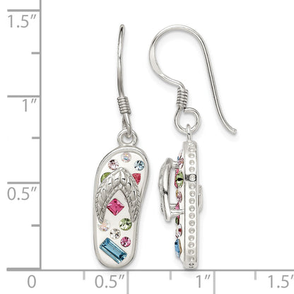 Sterling Silver Stellux Crystal Multi-Color/White Flip Flop Earrings