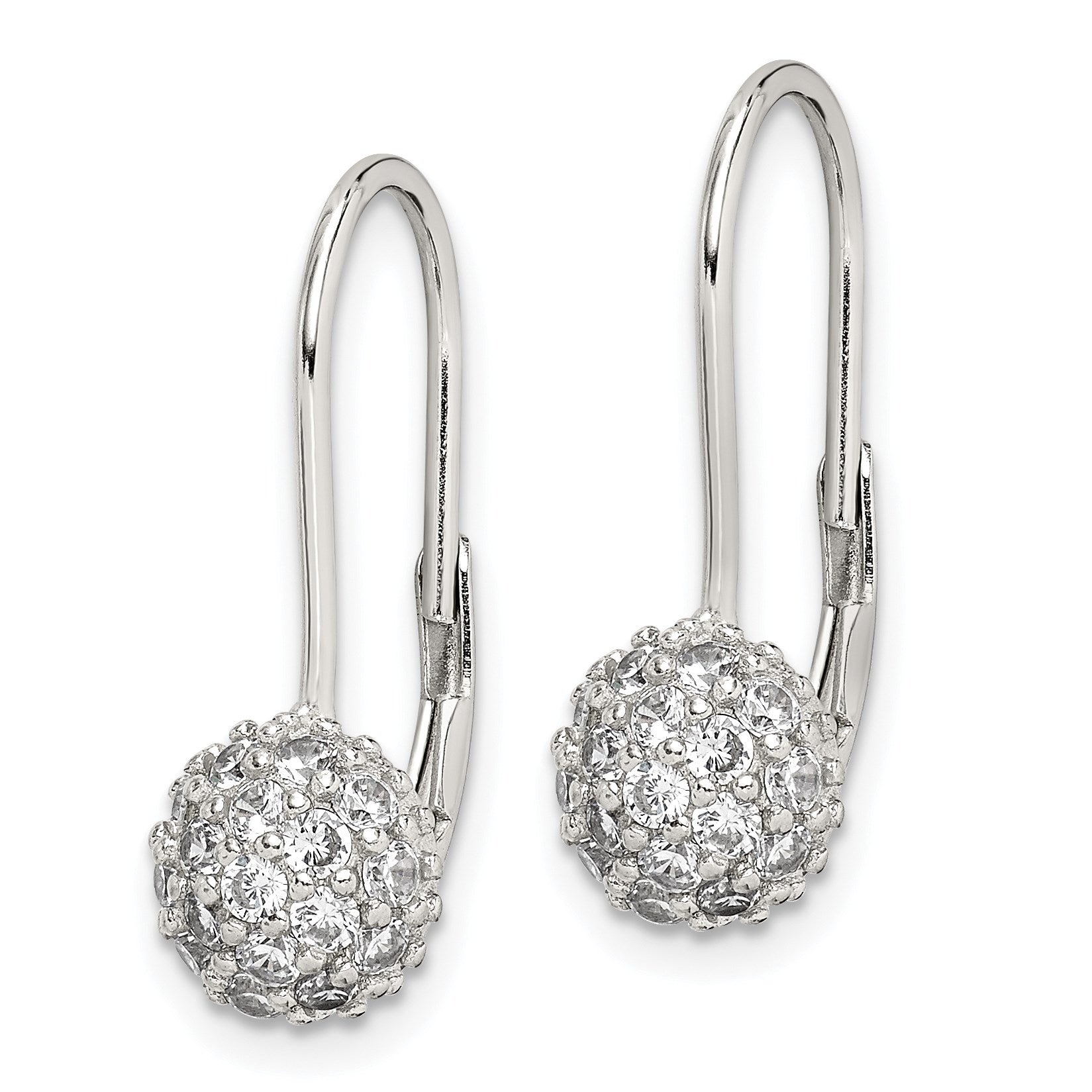 Sterling Silver Rhodium-plated CZ Leverback Earrings
