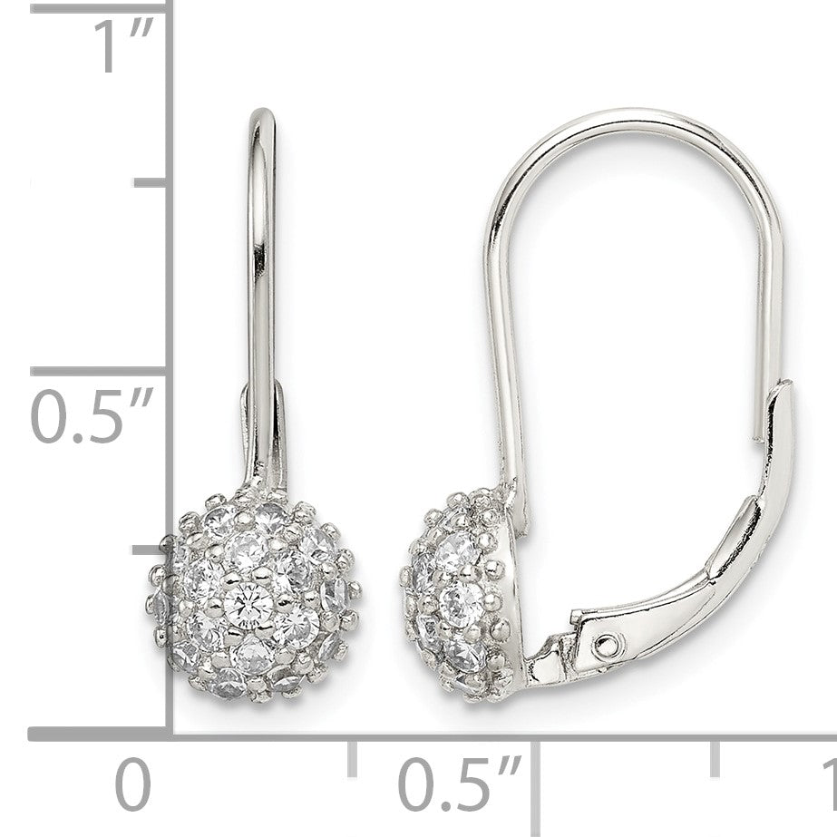Sterling Silver Rhodium-plated CZ Leverback Earrings