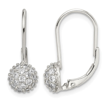 Sterling Silver Rhodium-plated CZ Leverback Earrings