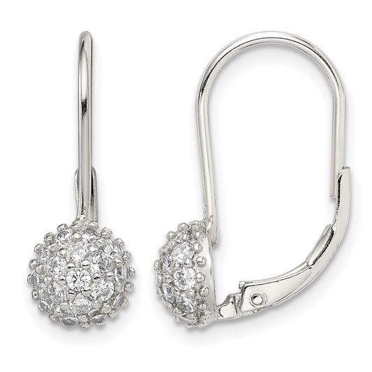 Sterling Silver Rhodium-plated CZ Leverback Earrings
