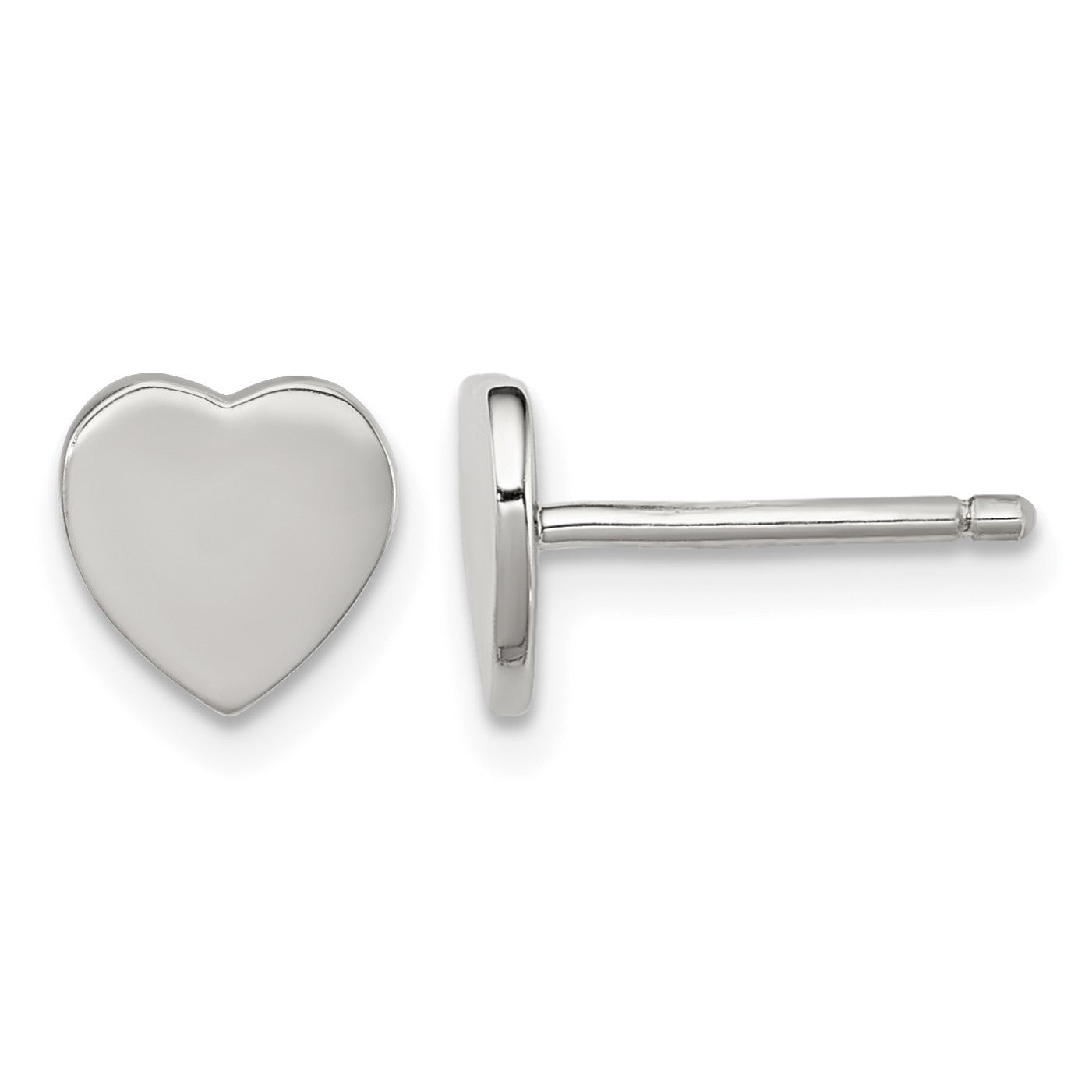 Sterling Silver Rhodium-plated Polished Heart Children's Post Earrings