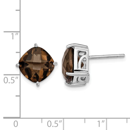Sterling Silver Rhodium-plated Smoky Quartz Earrings