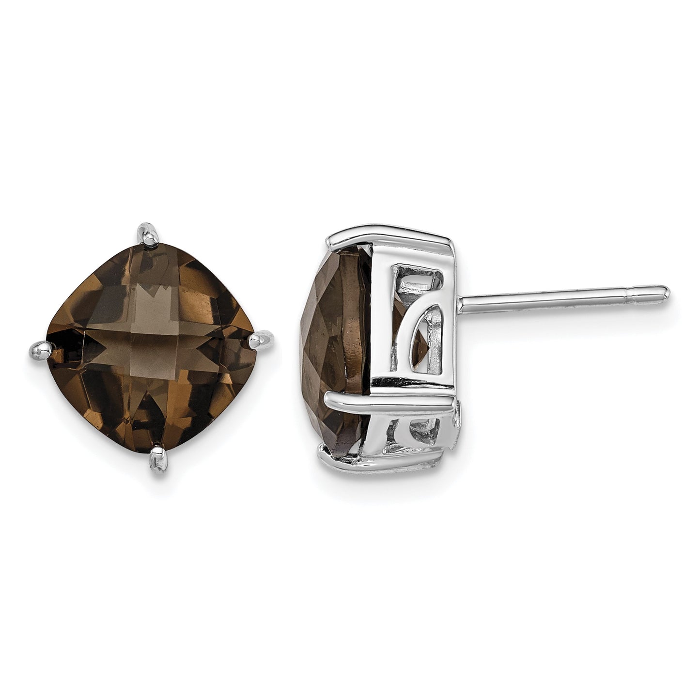 Sterling Silver Rhodium-plated Smoky Quartz Earrings