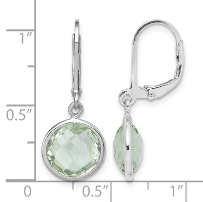 Sterling Silver Rhodium-plated Green Quartz Earrings