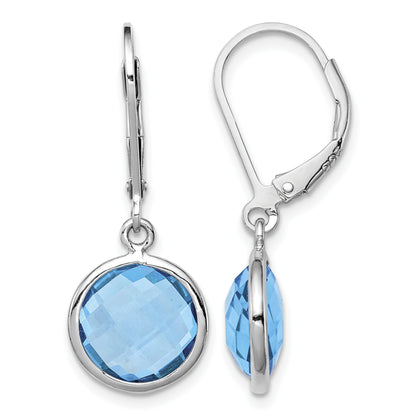 Sterling Silver Rhodium-plated Blue Topaz Earrings