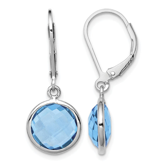 Sterling Silver Rhodium-plated Blue Topaz Earrings