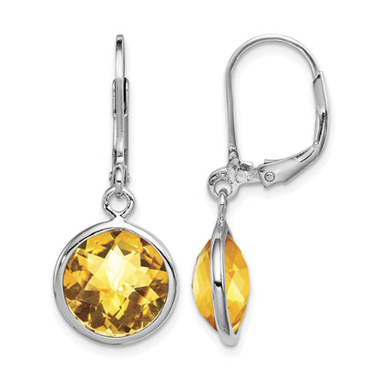 Sterling Silver Rhodium-plated Citrine Earrings