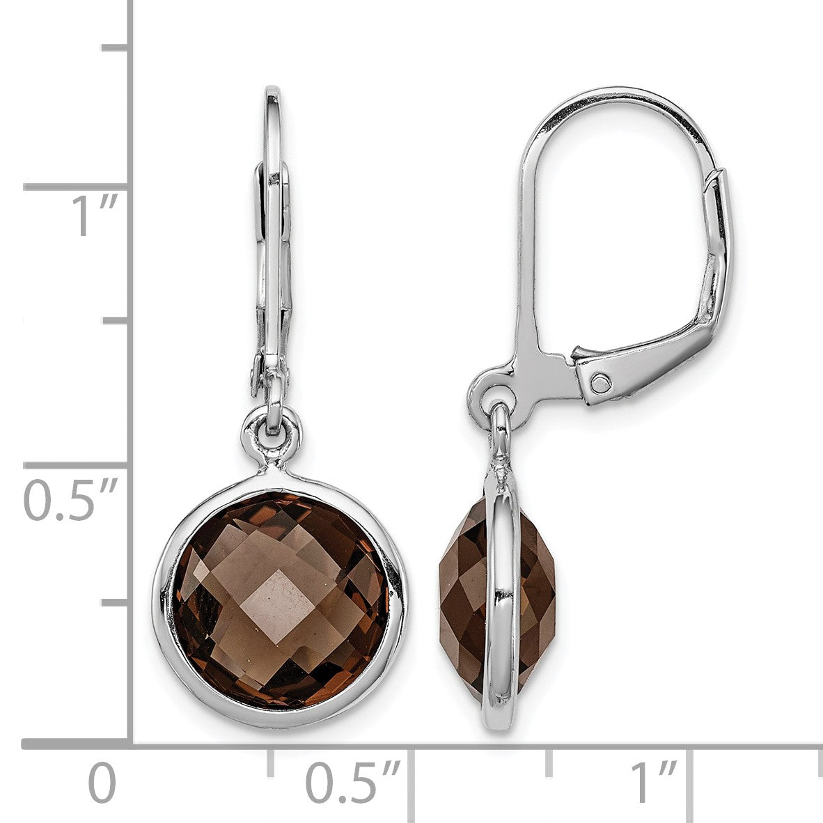 Sterling Silver Rhodium-plated Smoky Quartz Earrings
