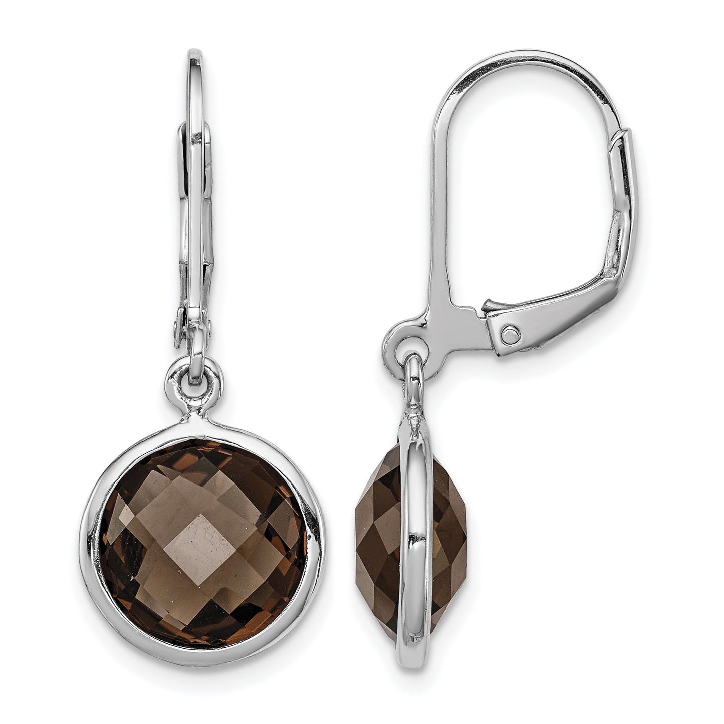 Sterling Silver Rhodium-plated Smoky Quartz Earrings