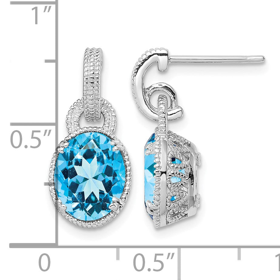 Sterling Silver Rhodium-plated Blue Topaz Earrings