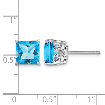 Sterling Silver Rhodium-plated Blue Topaz Earrings