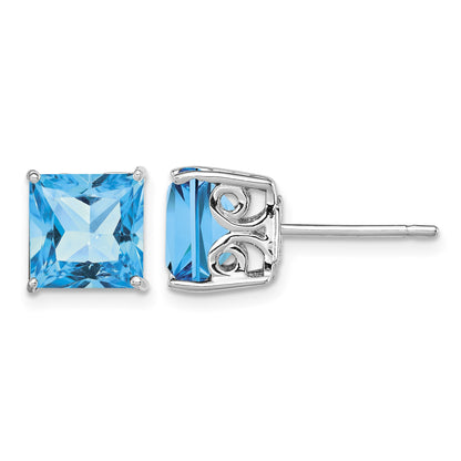 Sterling Silver Rhodium-plated Blue Topaz Earrings