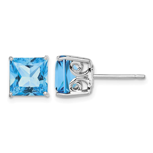 Sterling Silver Rhodium-plated Blue Topaz Earrings