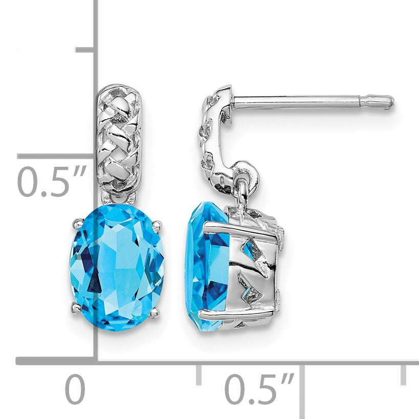 Sterling Silver Rhodium-plated Blue Topaz Earrings
