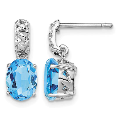 Sterling Silver Rhodium-plated Blue Topaz Earrings